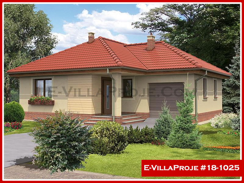 100 m² Tek Katlı 3+1 Ekonomik Çelik Konstrüksiyon Villa (Ev Villa Proje #18 - 1025) Cephe Görünümü ve Kat Planı