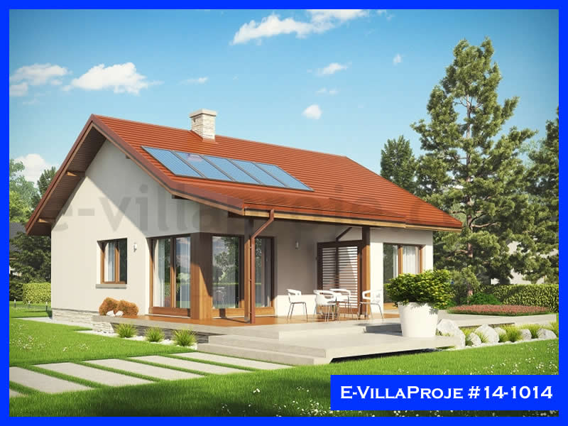 104 m² Tek Katlı 3+1 Özel Tasarım  Proje Çelik Konstrüksiyon Villa (Ev Villa Proje #14 - 1014) Cephe Görünümü ve Kat Planı