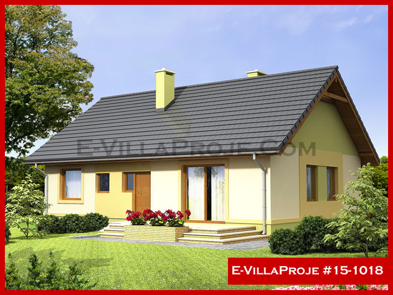 106 m² Tek Katlı 3+1 Modern Çelik Konstrüksiyon Villa (Ev Villa Proje #15 - 1018) Cephe Görünümü ve Kat Planı