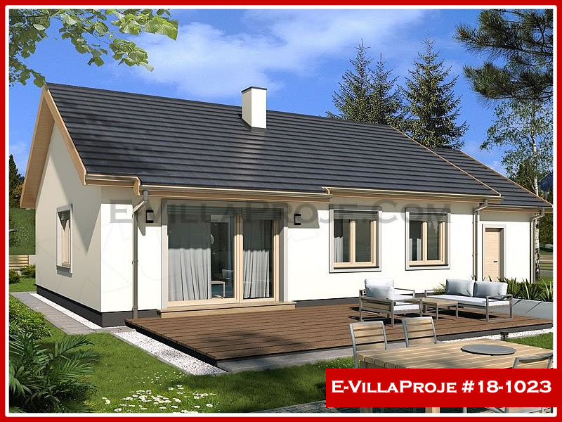 106 m² Tek Katlı 3+1 Şehir Tarzı lar Çelik Konstrüksiyon Villa (Ev Villa Proje #18 - 1023) Cephe Görünümü ve Kat Planı