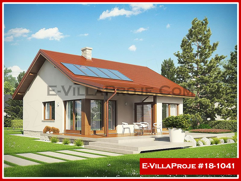 106 m² Tek Katlı 3+1 Ekonomik Çelik Konstrüksiyon Villa (Ev Villa Proje #18 - 1041) Cephe Görünümü ve Kat Planı