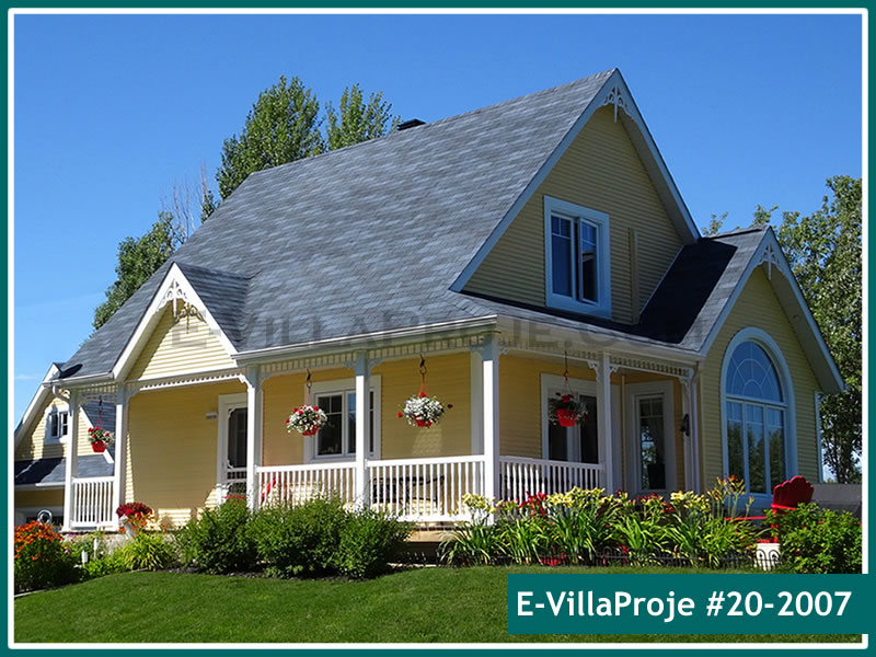 110 m² 2 Katlı (Dubleks) 3+1 Amerikan Çelik Konstrüksiyon Villa (Ev Villa Proje #20 - 2007) Cephe Görünümü ve Kat Planı