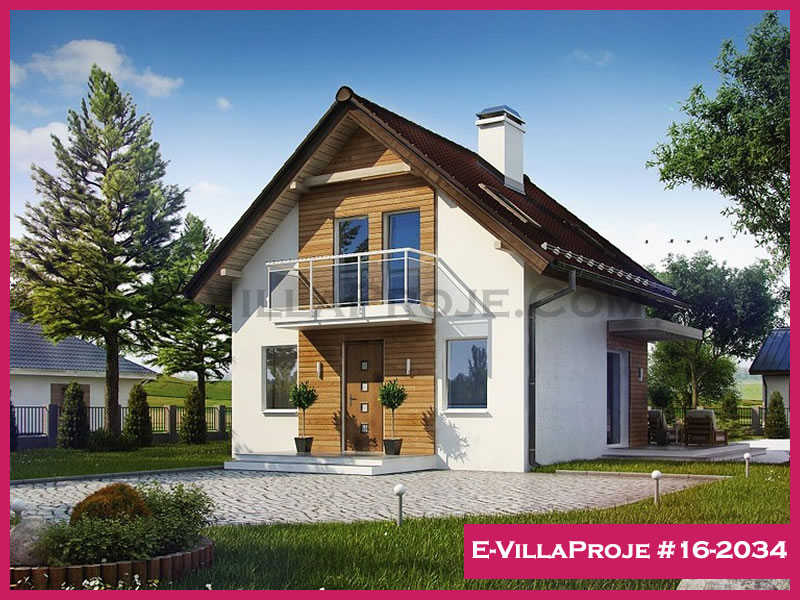 111 m² 2 Katlı (Dubleks) 3+1 Amerikan Çelik Konstrüksiyon Villa (Ev Villa Proje #16 - 2034) Cephe Görünümü ve Kat Planı
