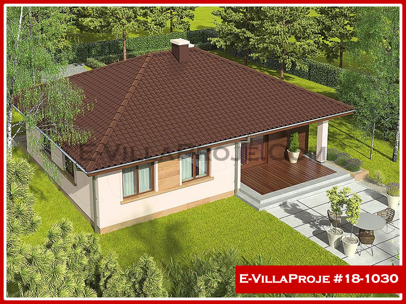 111 m² Tek Katlı 3+1 Ekonomik Çelik Konstrüksiyon Villa (Ev Villa Proje #18 - 1030) Cephe Görünümü ve Kat Planı