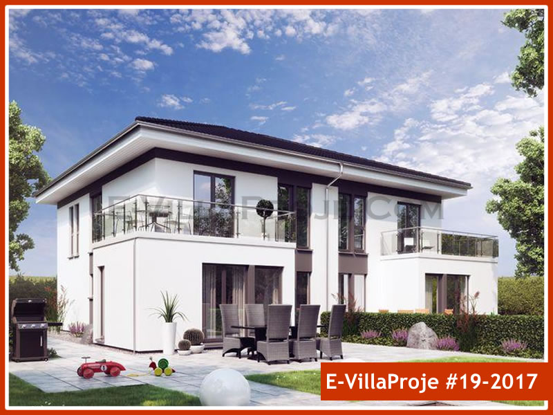 114 m² 2 Katlı (Dubleks) 3+1 İkiz Çelik Konstrüksiyon Villa (Ev Villa Proje #19 - 2017) Cephe Görünümü ve Kat Planı