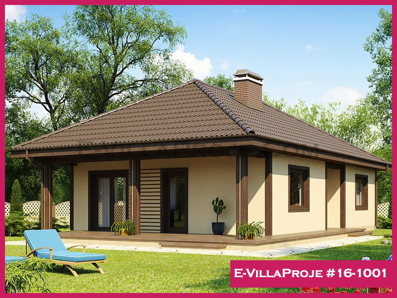 115 m² Tek Katlı 3+1 Çiftlik Çelik Konstrüksiyon Villa (Ev Villa Proje #16 - 1001) Cephe Görünümü ve Kat Planı