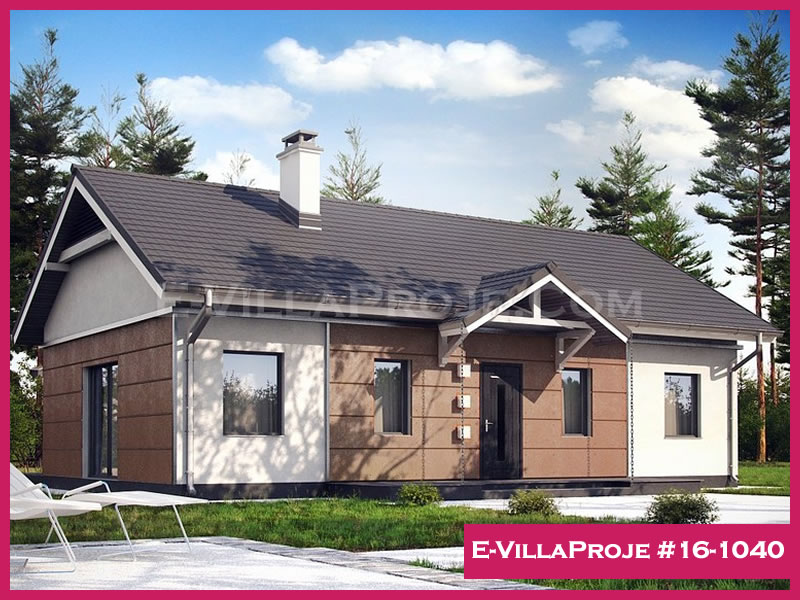 115 m² Tek Katlı 3+1 Taş Çelik Konstrüksiyon Villa (Ev Villa Proje #16 - 1040) Cephe Görünümü ve Kat Planı