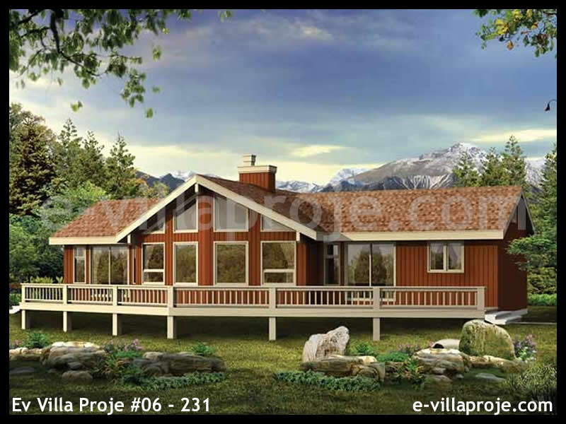 115 m² Tek Katlı 3+1 Taş Çelik Konstrüksiyon Villa (Ev Villa Proje #06 - 231) Cephe Görünümü ve Kat Planı