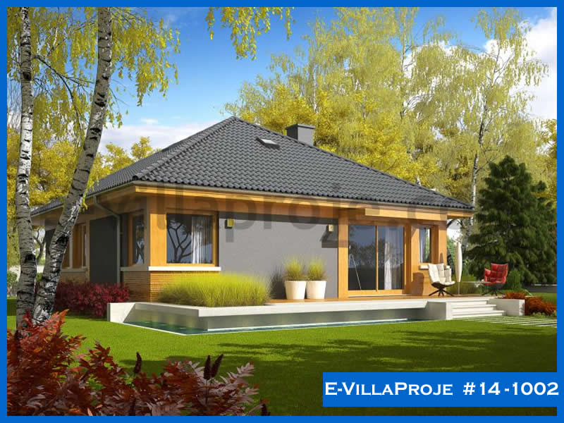 115 m² Tek Katlı 3+1 Özel Tasarım  Proje Çelik Konstrüksiyon Villa (Ev Villa Proje #14 - 1002) Cephe Görünümü ve Kat Planı