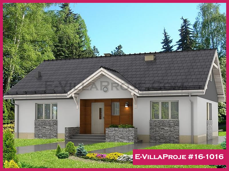 117 m² Tek Katlı 3+1 Modern Çelik Konstrüksiyon Villa (Ev Villa Proje #16 - 1016) Cephe Görünümü ve Kat Planı