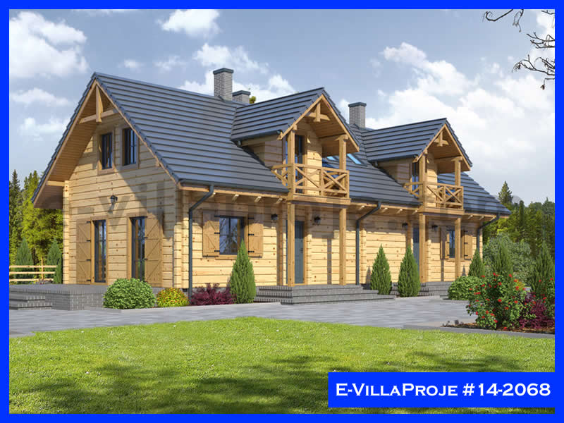 118 m² 2 Katlı (Dubleks) 3+1 Ahşap Çelik Konstrüksiyon Villa (Ev Villa Proje #14 - 2068) Cephe Görünümü ve Kat Planı