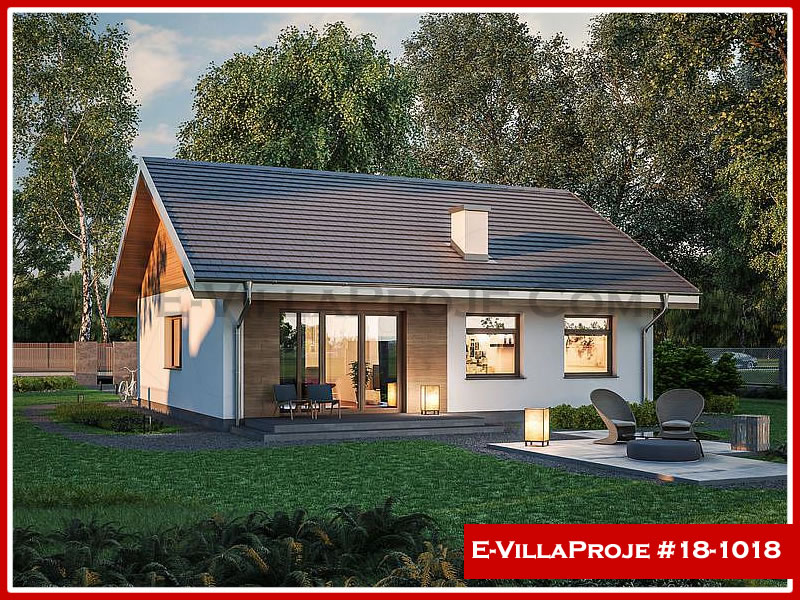 118 m² Tek Katlı 3+1 Ekonomik Çelik Konstrüksiyon Villa (Ev Villa Proje #18 - 1018) Cephe Görünümü ve Kat Planı