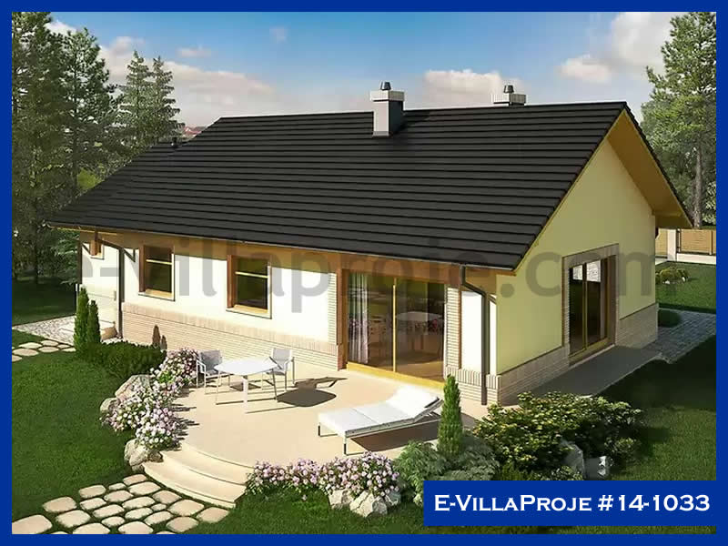 119 m² Tek Katlı 3+1 Özel Tasarım  Proje Çelik Konstrüksiyon Villa (Ev Villa Proje #14 - 1033) Cephe Görünümü ve Kat Planı