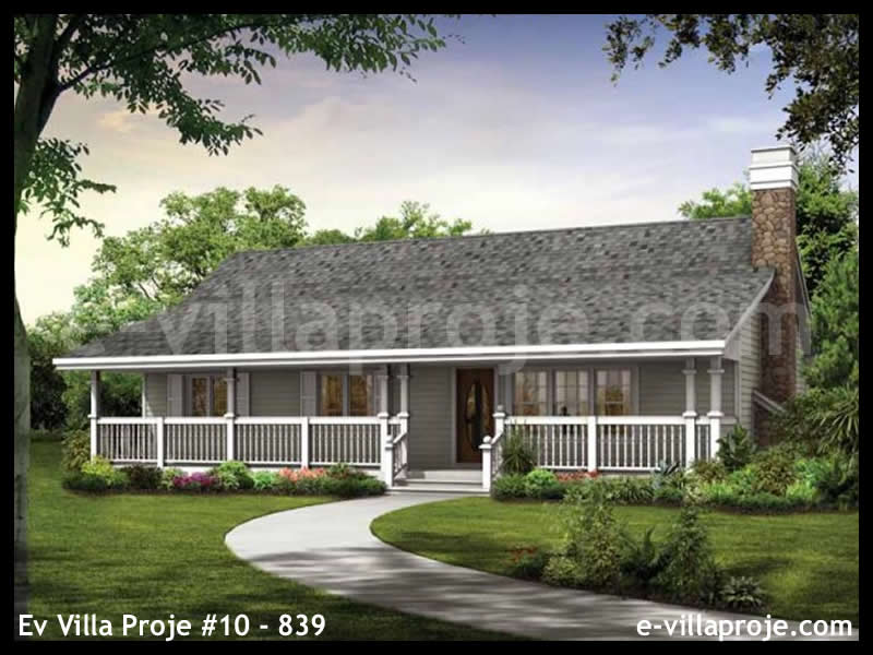 121 m² Tek Katlı 3+1 Bungalov Çelik Konstrüksiyon Villa (Ev Villa Proje #10 - 839) Cephe Görünümü ve Kat Planı