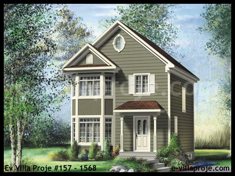 122 m² 2 Katlı (Dubleks) 3+1 Amerikan Çelik Konstrüksiyon Villa (Ev Villa Proje #157 - 1568) Cephe Görünümü ve Kat Planı