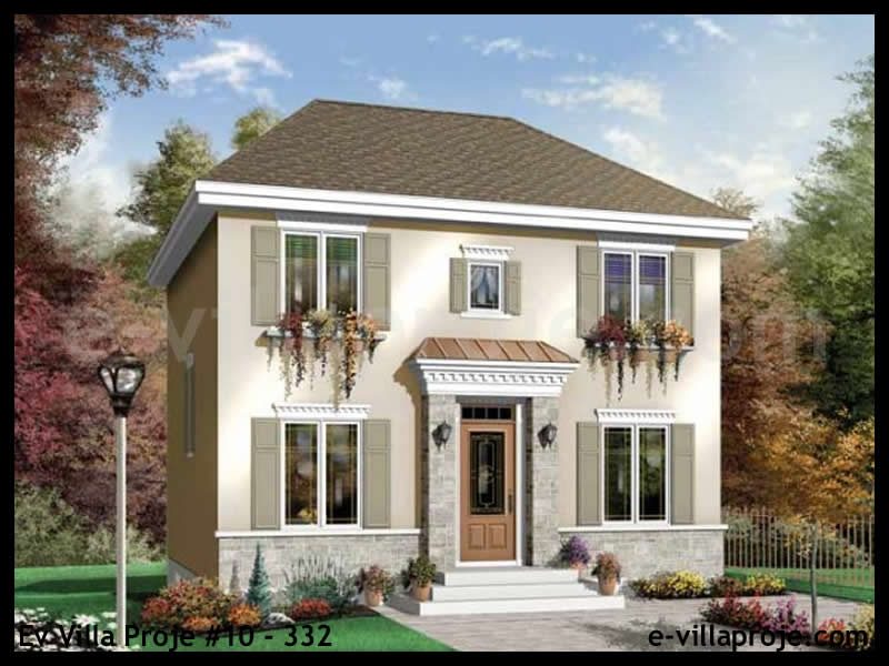 123 m² 2 Katlı (Dubleks) 3+1 Avrupa Çelik Konstrüksiyon Villa (Ev Villa Proje #10 - 332) Cephe Görünümü ve Kat Planı