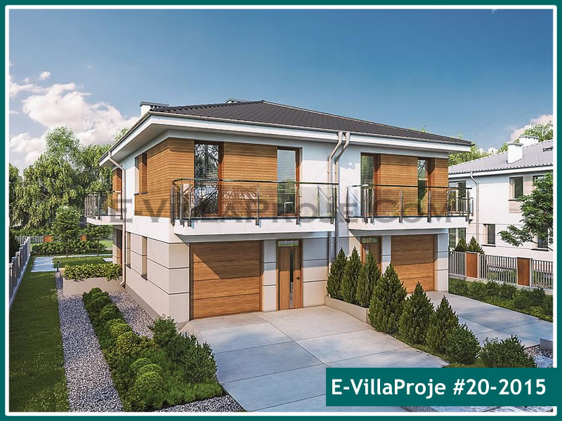 123 m² 2 Katlı (Dubleks) 3+1 İkiz Çelik Konstrüksiyon Villa (Ev Villa Proje #20 - 2015) Cephe Görünümü ve Kat Planı
