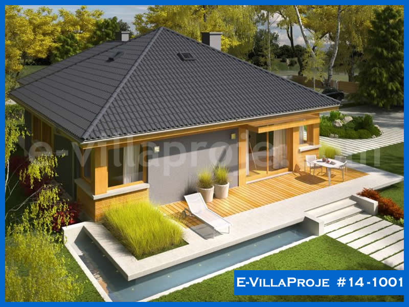123 m² Tek Katlı 3+1 Özel Tasarım  Proje Çelik Konstrüksiyon Villa (Ev Villa Proje #14 - 1001) Cephe Görünümü ve Kat Planı