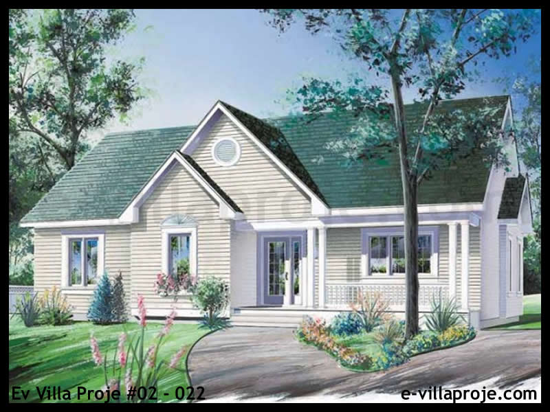 125 m² Tek Katlı 3+1 Taş Çelik Konstrüksiyon Villa (Ev Villa Proje #02 - 022) Cephe Görünümü ve Kat Planı