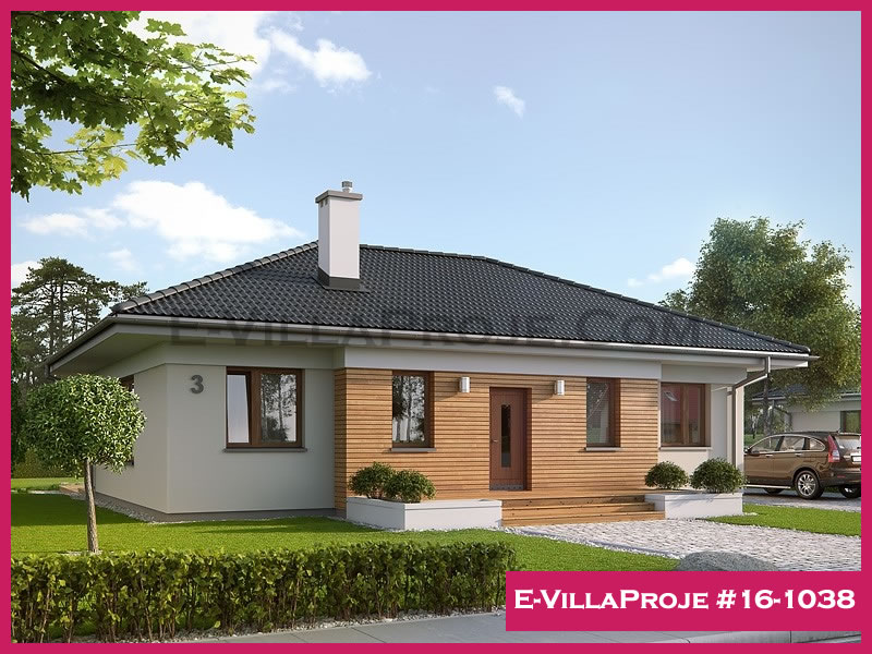 127 m² Tek Katlı 3+1 Modern Çelik Konstrüksiyon Villa (Ev Villa Proje #16 - 1038) Cephe Görünümü ve Kat Planı