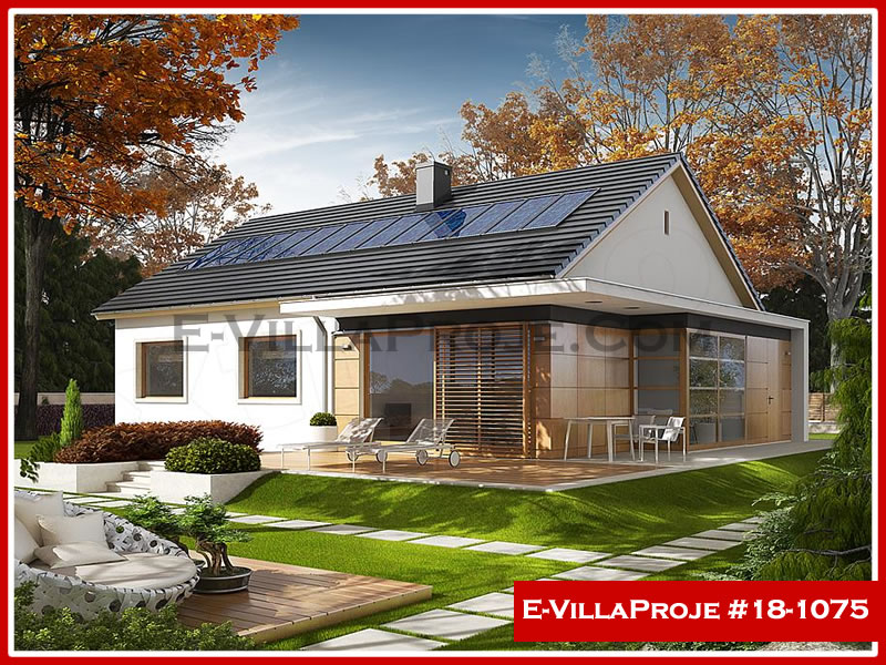 127 m² Tek Katlı 3+1 Ekonomik Çelik Konstrüksiyon Villa (Ev Villa Proje #18 - 1075) Cephe Görünümü ve Kat Planı