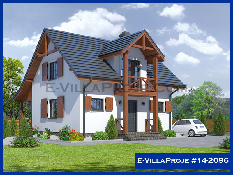 128 m² 2 Katlı (Dubleks) 3+1 Amerikan Çelik Konstrüksiyon Villa (Ev Villa Proje #14 - 2096) Cephe Görünümü ve Kat Planı