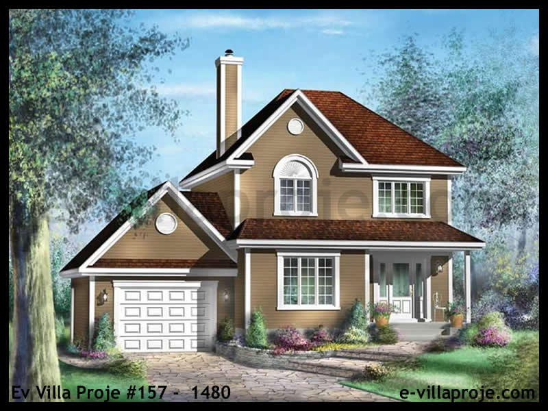 128 m² 2 Katlı (Dubleks) 3+1 Geleneksel Çelik Konstrüksiyon Villa (Ev Villa Proje #157 - 1480) Cephe Görünümü ve Kat Planı