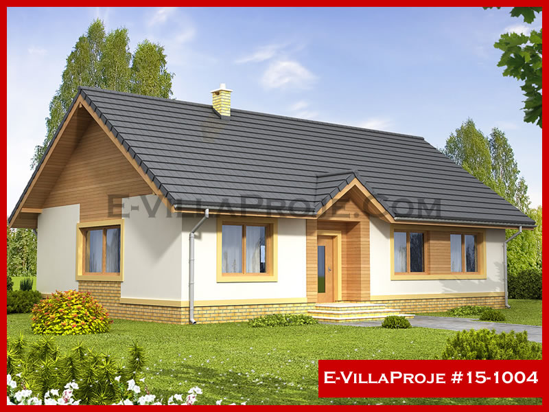 128 m² Tek Katlı 3+1 Çiftlik Çelik Konstrüksiyon Villa (Ev Villa Proje #15 - 1004) Cephe Görünümü ve Kat Planı