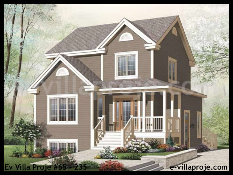 130 m² 2 Katlı (Dubleks) 3+1 Çiftlik Çelik Konstrüksiyon Villa (Ev Villa Proje #65 - 235) Cephe Görünümü ve Kat Planı