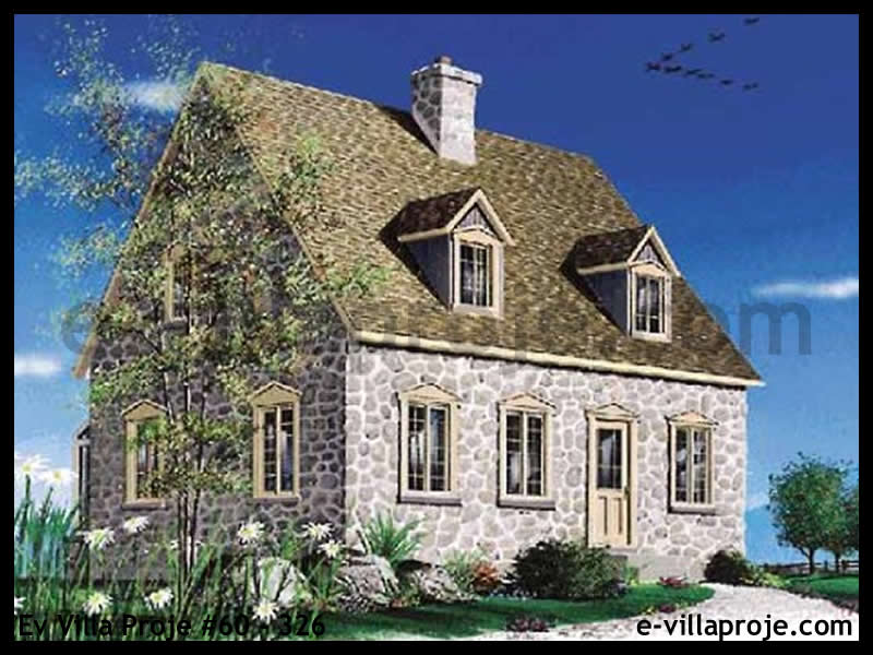 130 m² 2 Katlı (Dubleks) 3+1 Geleneksel Çelik Konstrüksiyon Villa (Ev Villa Proje #60 - 326) Cephe Görünümü ve Kat Planı