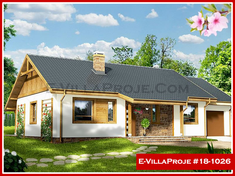 130 m² Tek Katlı 3+1 Ekonomik Çelik Konstrüksiyon Villa (Ev Villa Proje #18 - 1026) Cephe Görünümü ve Kat Planı