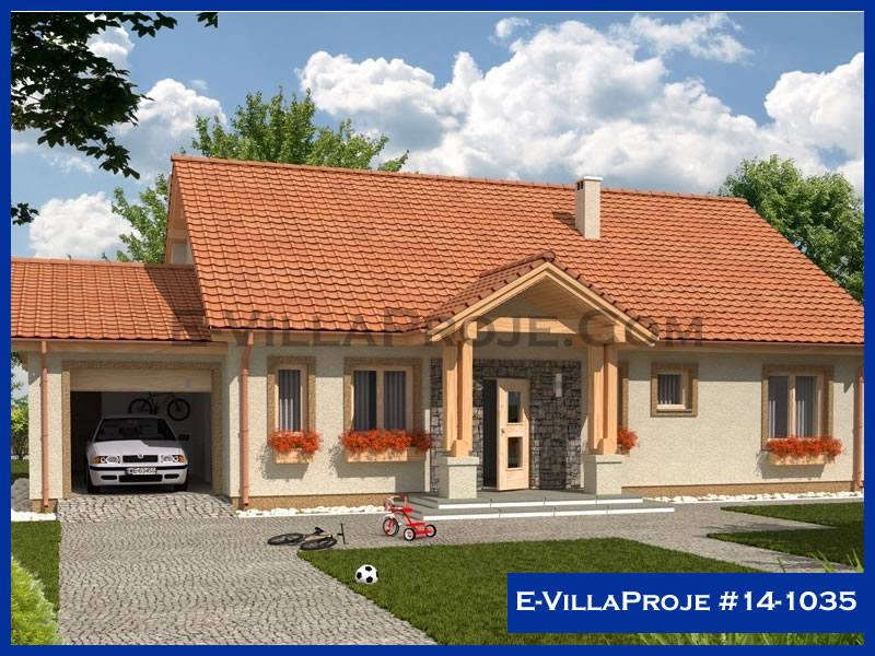 130 m² Tek Katlı 3+1 Özel Tasarım  Proje Çelik Konstrüksiyon Villa (Ev Villa Proje #14 - 1035) Cephe Görünümü ve Kat Planı