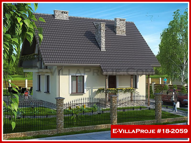 131 m² 2 Katlı (Dubleks) 3+1 Amerikan Çelik Konstrüksiyon Villa (Ev Villa Proje #18 - 2059) Cephe Görünümü ve Kat Planı