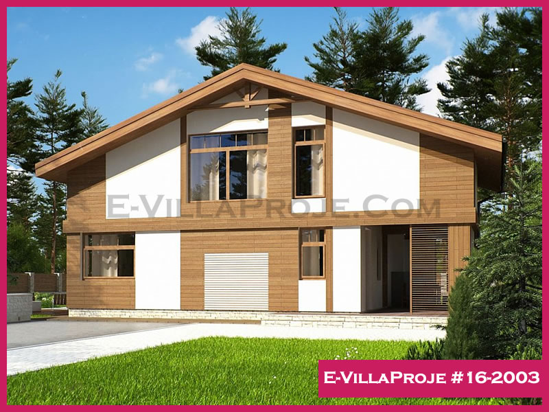133 m² 2 Katlı (Dubleks) 3+1 Ahşap Çelik Konstrüksiyon Villa (Ev Villa Proje #16 - 2003) Cephe Görünümü ve Kat Planı