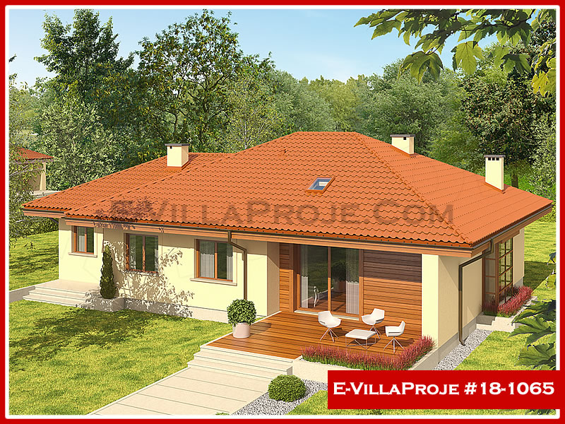 133 m² Tek Katlı 3+1 Ekonomik Çelik Konstrüksiyon Villa (Ev Villa Proje #18 - 1065) Cephe Görünümü ve Kat Planı