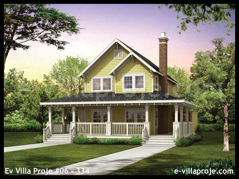 134 m² 2 Katlı (Dubleks) 3+1 Çiftlik Çelik Konstrüksiyon Villa (Ev Villa Proje #06 - 334) Cephe Görünümü ve Kat Planı