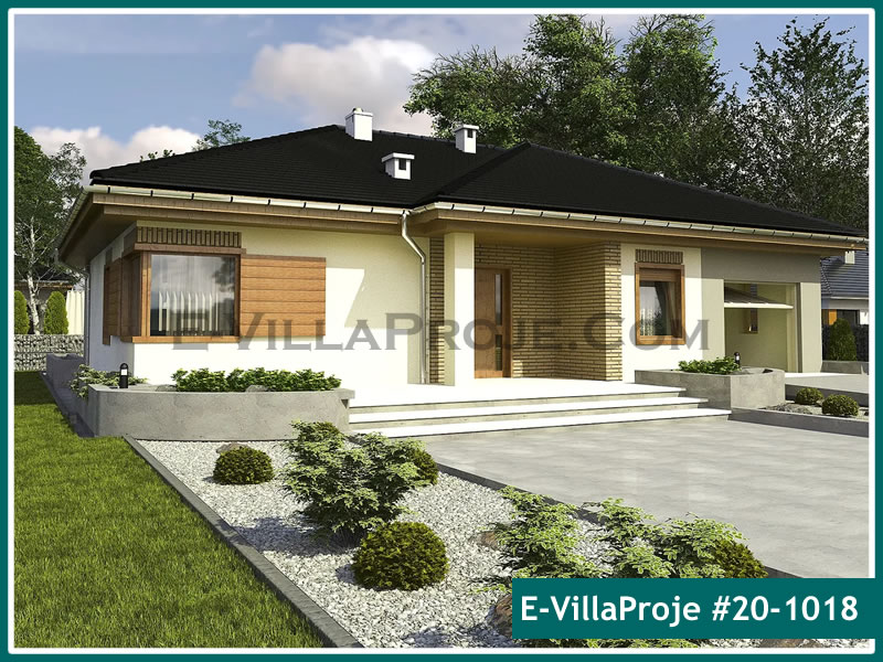 134 m² Tek Katlı 3+1 Ekonomik Çelik Konstrüksiyon Villa (Ev Villa Proje #20 - 1018) Cephe Görünümü ve Kat Planı