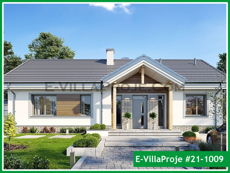 135 m² Tek Katlı 3+1 Çiftlik Çelik Konstrüksiyon Villa (Ev Villa Proje #21 - 1009) Cephe Görünümü ve Kat Planı
