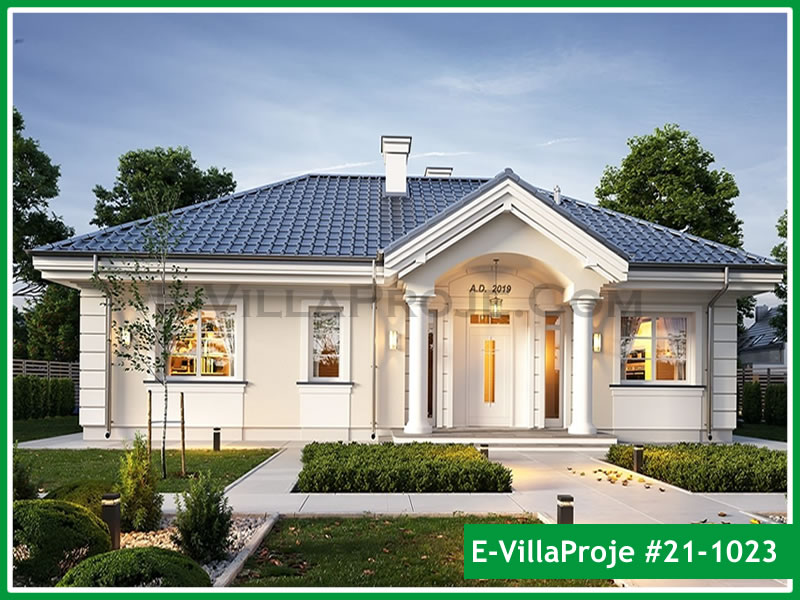 136 m² Tek Katlı 3+1 Çiftlik Çelik Konstrüksiyon Villa (Ev Villa Proje #21 - 1023) Cephe Görünümü ve Kat Planı