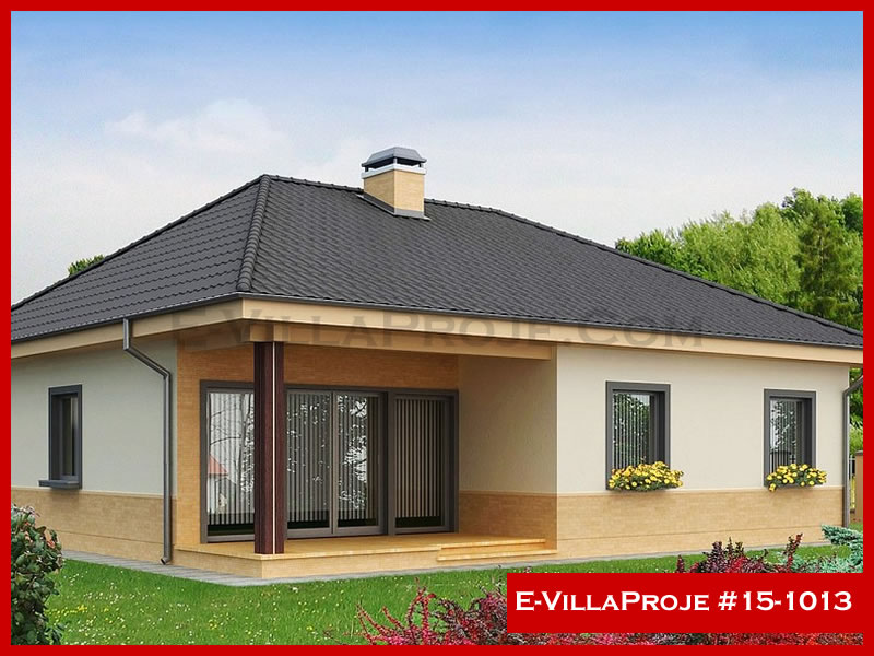 138 m² Tek Katlı 3+1 Amerikan Çelik Konstrüksiyon Villa (Ev Villa Proje #15 - 1013) Cephe Görünümü ve Kat Planı