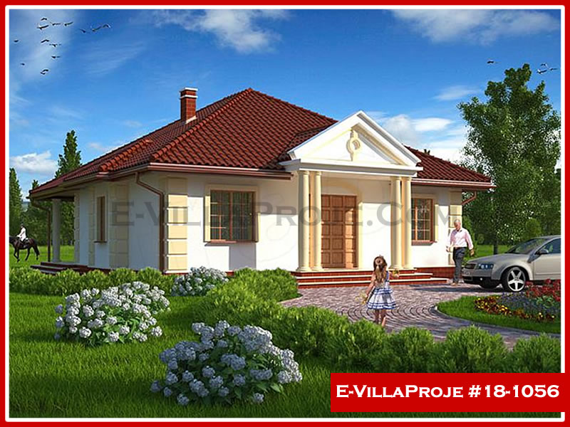 138 m² Tek Katlı 3+1 Özel Tasarım  Proje Çelik Konstrüksiyon Villa (Ev Villa Proje #18 - 1056) Cephe Görünümü ve Kat Planı