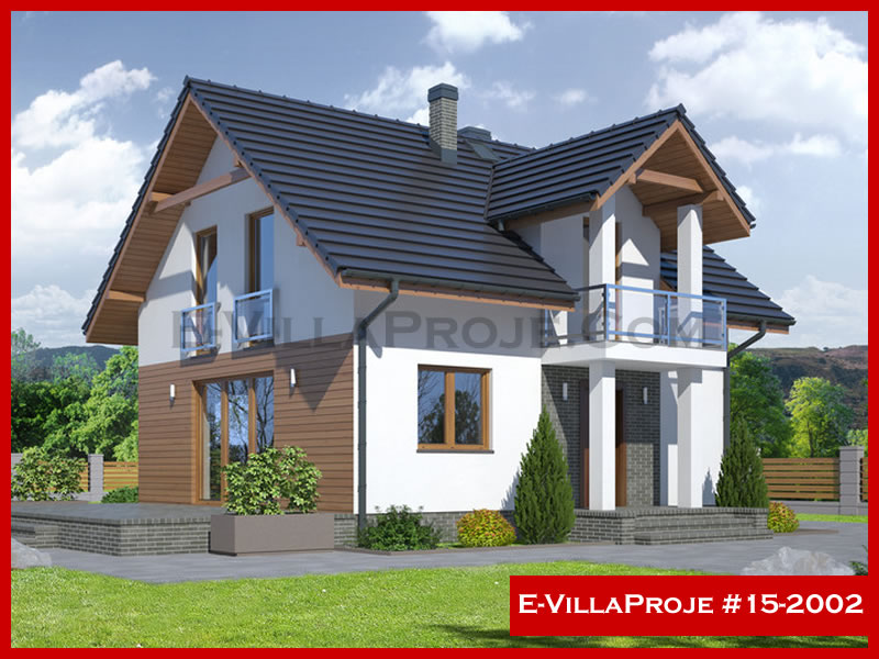 139 m² 2 Katlı (Dubleks) 3+1 Akdeniz Çelik Konstrüksiyon Villa (Ev Villa Proje #15 - 2002) Cephe Görünümü ve Kat Planı