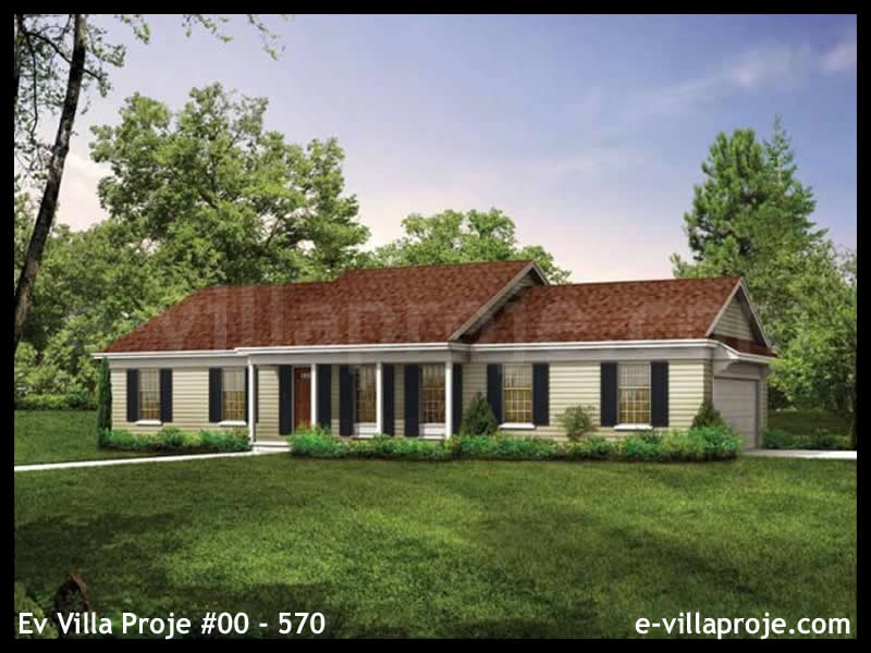 139 m² Tek Katlı 3+1 Çiftlik Çelik Konstrüksiyon Villa (Ev Villa Proje #00 - 570) Cephe Görünümü ve Kat Planı