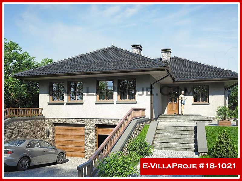 139 m² Tek Katlı 3+1 Ekonomik Çelik Konstrüksiyon Villa (Ev Villa Proje #18 - 1021) Cephe Görünümü ve Kat Planı