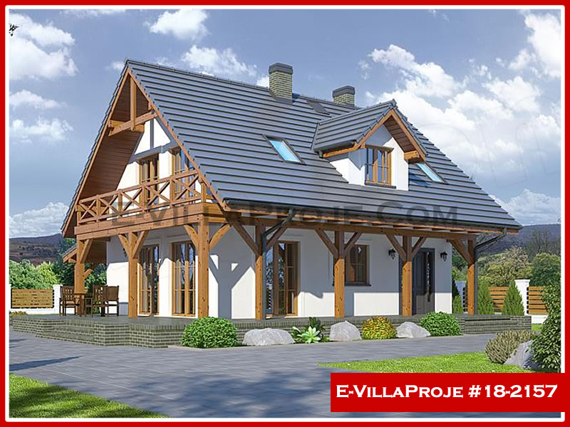 140 m² 2 Katlı (Dubleks) 4+1 Çiftlik Çelik Konstrüksiyon Villa (Ev Villa Proje #18 - 2157) Cephe Görünümü ve Kat Planı
