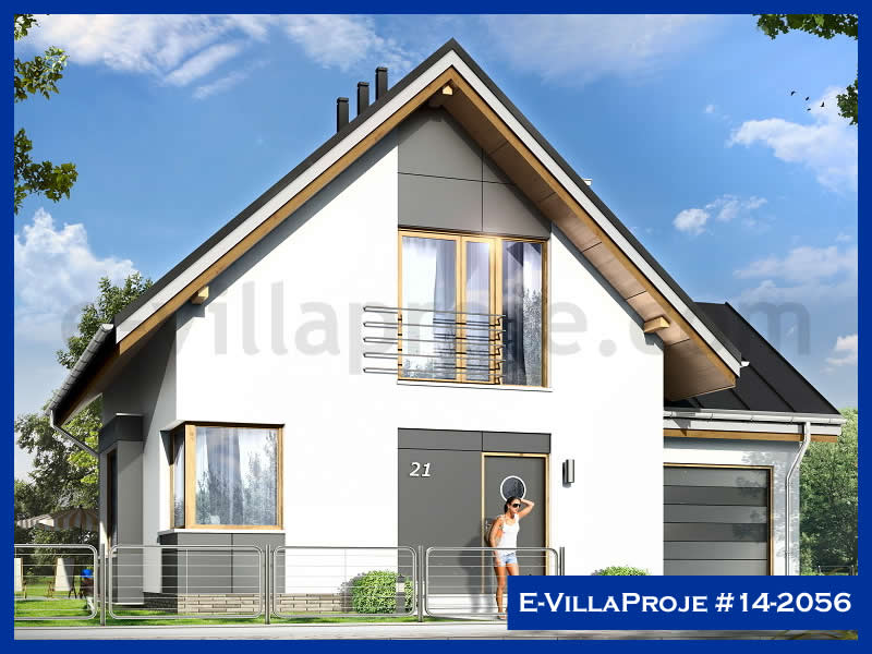 140 m² 2 Katlı (Dubleks) 4+1 Özel Tasarım  Proje Çelik Konstrüksiyon Villa (Ev Villa Proje #14 - 2056) Cephe Görünümü ve Kat Planı