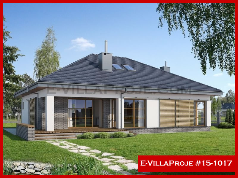 140 m² Tek Katlı 4+1 Özel Tasarım  Proje Çelik Konstrüksiyon Villa (Ev Villa Proje #15 - 1017) Cephe Görünümü ve Kat Planı