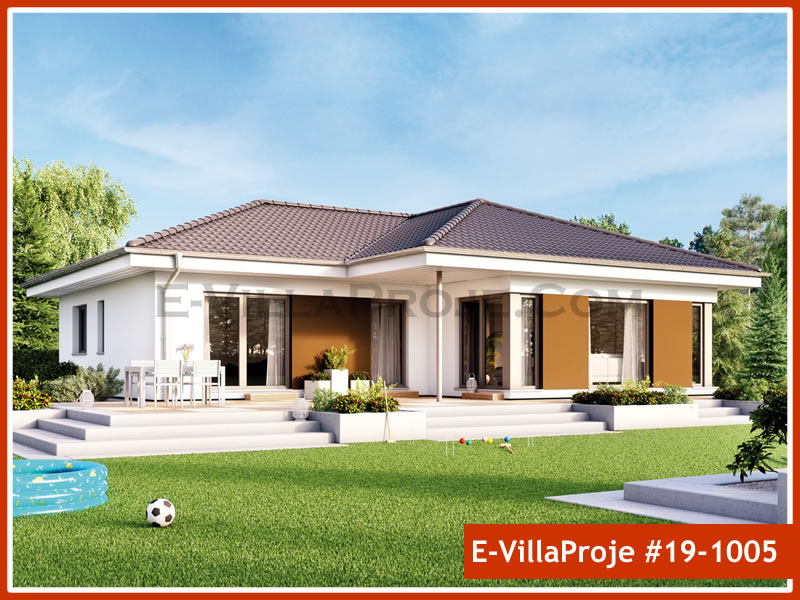 141 m² Tek Katlı 4+1 Ekonomik Çelik Konstrüksiyon Villa (Ev Villa Proje #19 - 1005) Cephe Görünümü ve Kat Planı