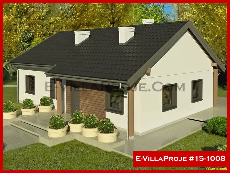 141 m² Tek Katlı 4+1 Modern Çelik Konstrüksiyon Villa (Ev Villa Proje #15 - 1008) Cephe Görünümü ve Kat Planı