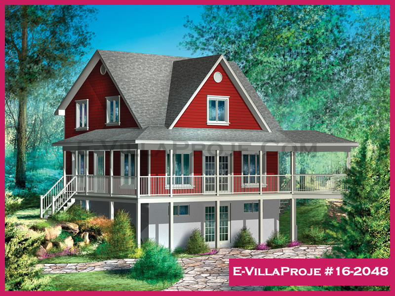 142 m² 2 Katlı (Dubleks) 4+1 Amerikan Çelik Konstrüksiyon Villa (Ev Villa Proje #16 - 2048) Cephe Görünümü ve Kat Planı